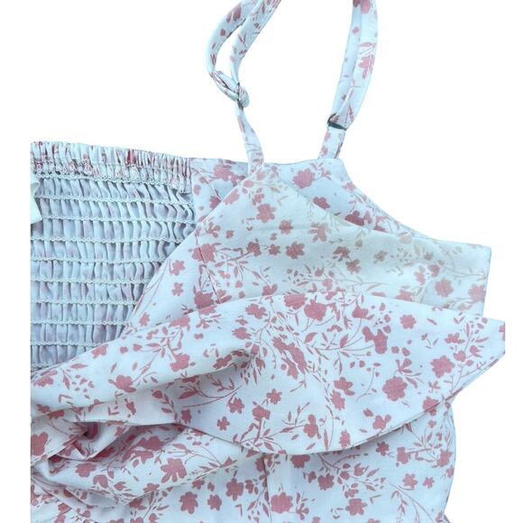 Mable Anthropologie Floral Ruffle Tie Front Crop Top Mini Skirt Set – Medium - Picture 5 of 14